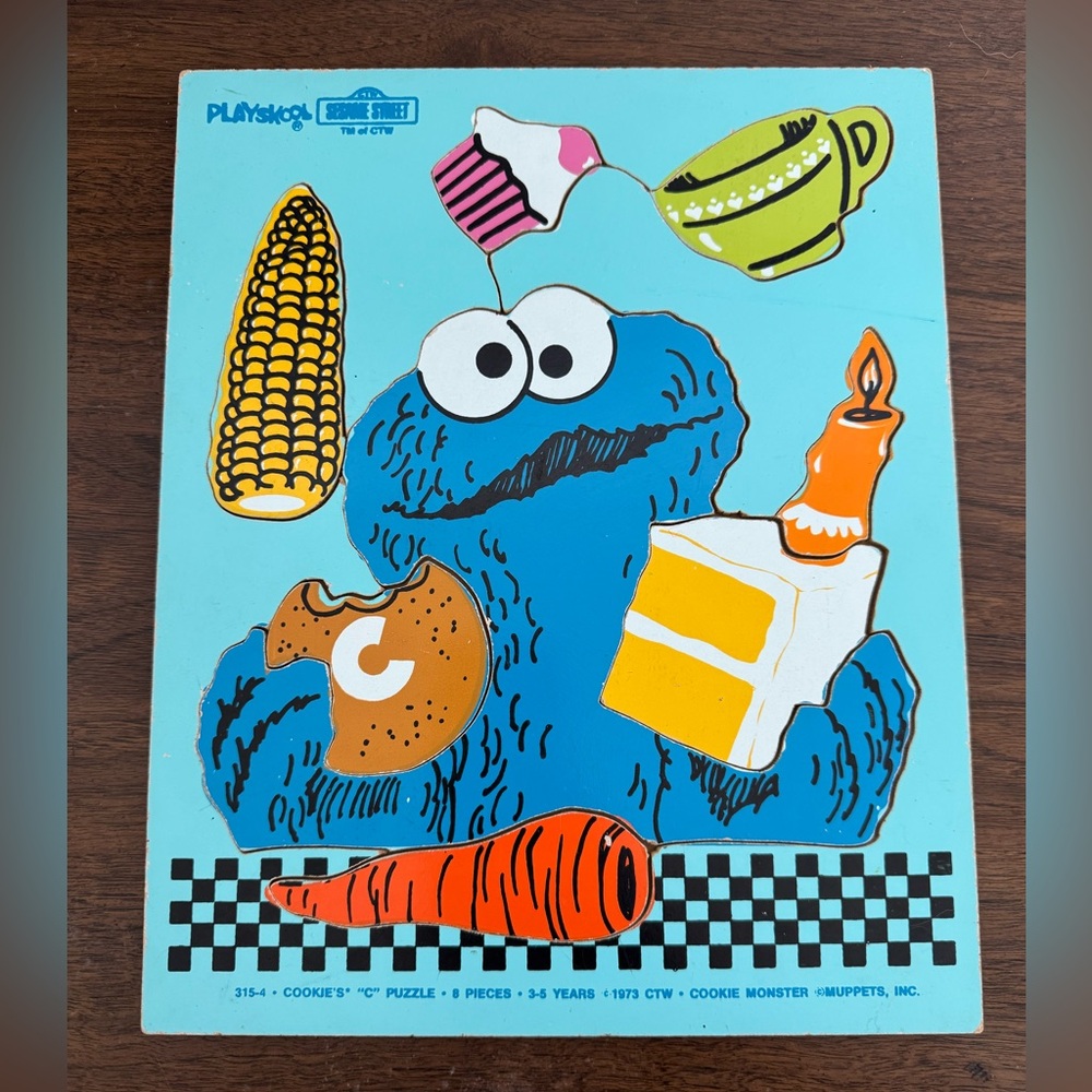 Vintage 1973 Cookie Monster Sesame Street Puzzle